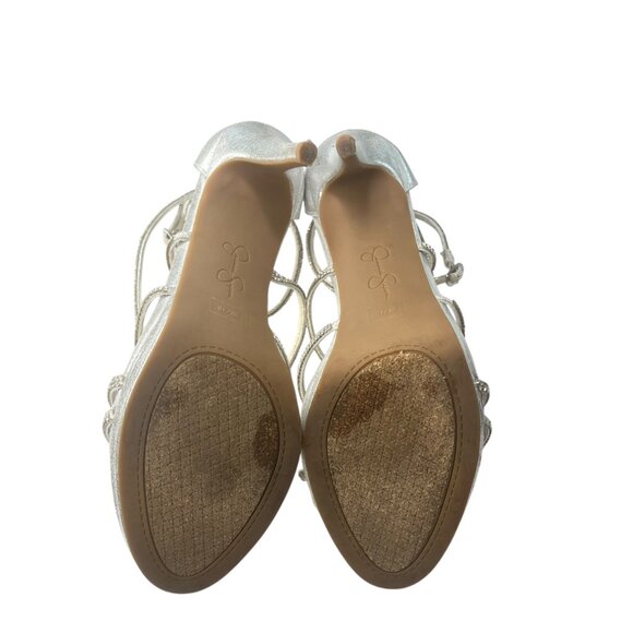 Jessica Simpson Jaeya High Heel Sandals In Platinum Size 9M - Picture 8 of 8